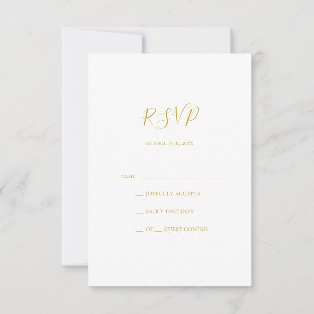 Simple Elegant Gold RSVP Card (Front)