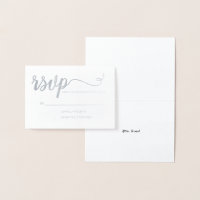 Simple Elegant gold RSVP script silver anniversary