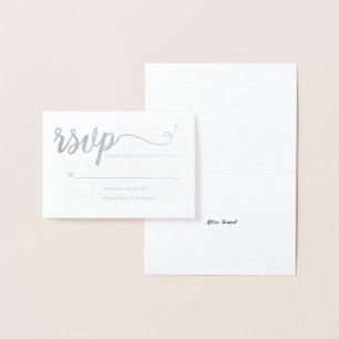 Simple Elegant gold RSVP script silver anniversary Foil Card