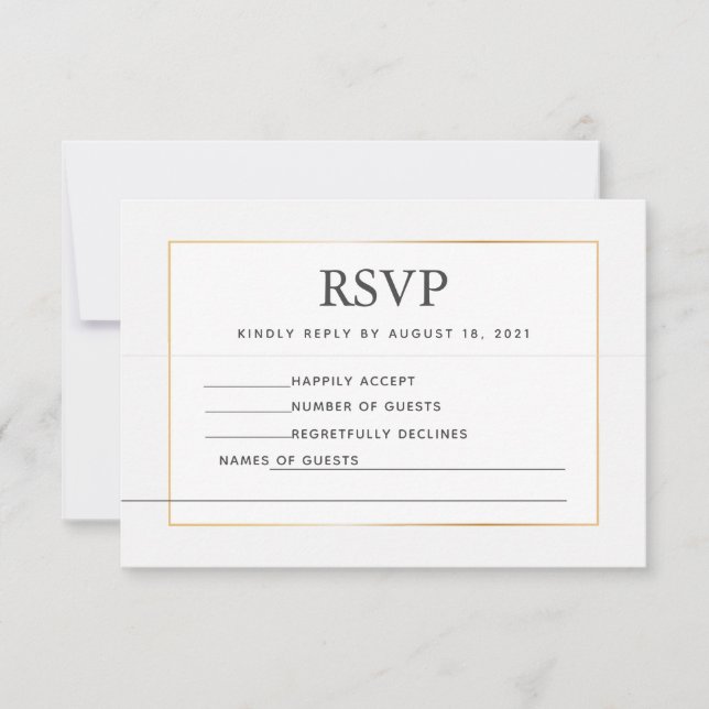 Simple Elegant Gold RSVP & Song Request Card (Front)