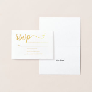 Simple Elegant gold RSVP with Number of guests Foil Card