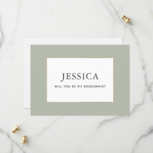 Simple Elegant Gold Sage Green Bridesmaid Card