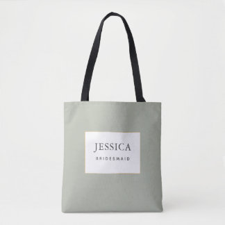 Simple Elegant Gold Sage Green Bridesmaid Tote Bag