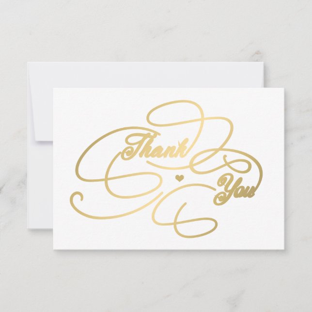 Simple elegant gold script thank you card (Front)