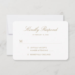 Simple Elegant Gold Script Wedding RSVP Card