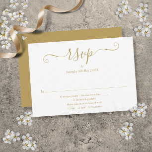 Simple Elegant Gold Script Wedding RSVP Card