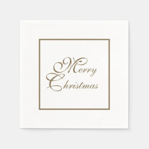 Simple Elegant Gold Script White Christmas Paper Napkin