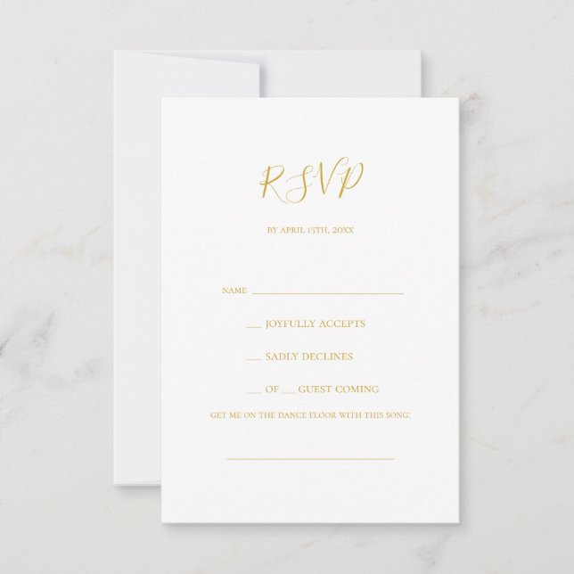 Simple Elegant Gold Song Request RSVP Card (Front)