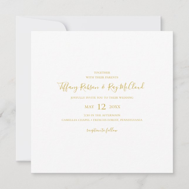 Simple Elegant Gold Square Wedding Invitation (Front)