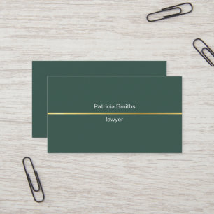 Simple Elegant Gold Stripe Lawyer Greenish Grey Business Card