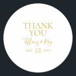 Simple Elegant Gold Thank You Wedding Sticker<br><div class="desc">This simple elegant gold thank you wedding sticker is perfect for your modern minimalist white and gold wedding. The design features minimal contemporary gold font accompanied by formal calligraphy. Keep it as is,  or choose to personalize it with your own artwork or photos!</div>