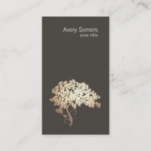 Simple Elegant Gold Tree Logo Business Card
