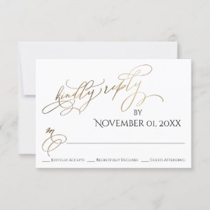 Simple, Elegant, Gold Type Kindly Reply RSVP Card