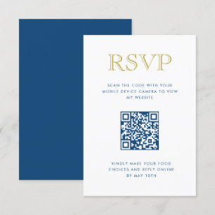 Simple Elegant Gold Vertical QR Code carte RSVP