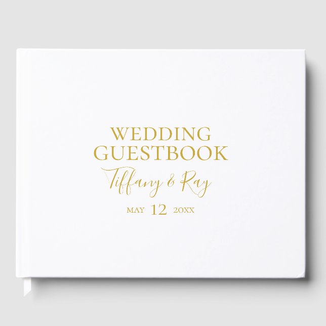 Simple Elegant Gold Wedding Guest Book (Front)