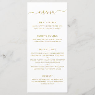 Simple Elegant Gold Wedding Menu