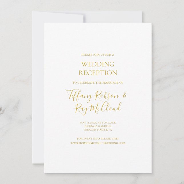 Simple Elegant Gold Wedding Reception Invitation (Front)