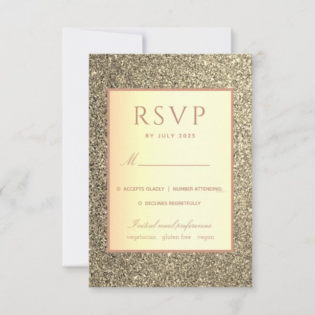 Simple Elegant Gold Wedding RSVP Card (Front)