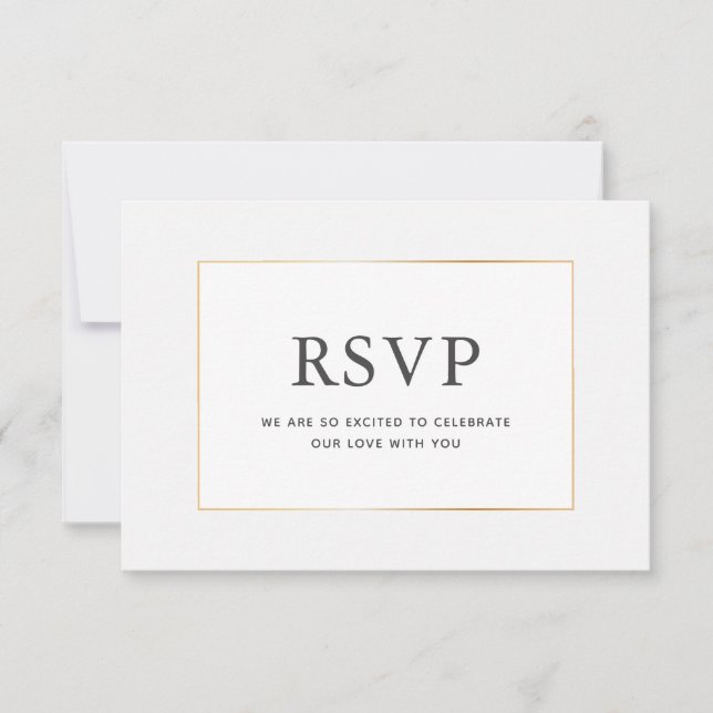 Simple Elegant Gold Wedding RSVP Card (Front)