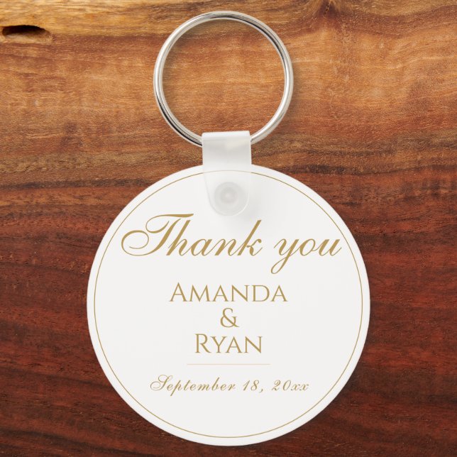 Simple Elegant Gold Wedding Thank you  Keychain (Front)