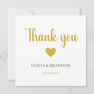 Simple Elegant Gold Wedding Thank You Note Card