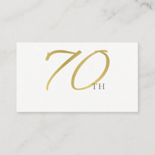 SIMPLE ELEGANT GOLD WHITE TYPOGRAPHY 70 BIRTHDAY PLACE CARD