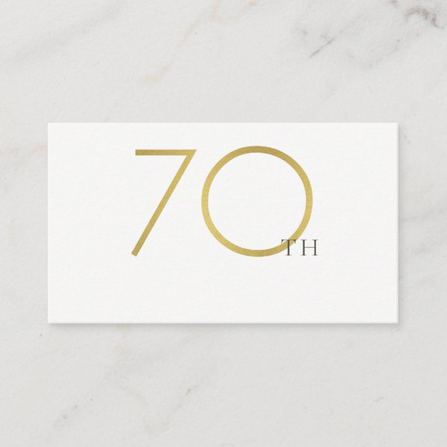 SIMPLE ELEGANT GOLD WHITE TYPOGRAPHY 70 BIRTHDAY PLACE CARD (Front)