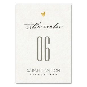 SIMPLE ELEGANT GOLD WHITE TYPOGRAPHY TABLE CARD