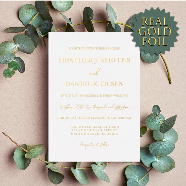 Simple Elegant Gold White Typography Wedding (Creator Uploaded)