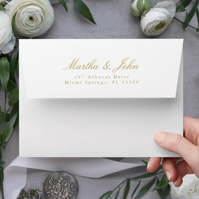 Simple Elegant Gold & White Wedding Envelope (Creator Uploaded)