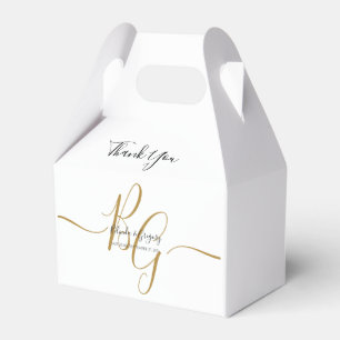 Simple Elegant Golden Initials Wedding Favor Box