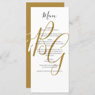 Simple Elegant Golden Initials Wedding Menu