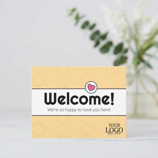 Simple Elegant Golden Yellow Business Welcome Postcard (Standing Front)