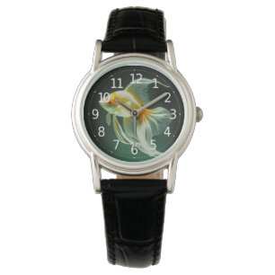 Simple Elegant Goldfish Digital Artwork Watch