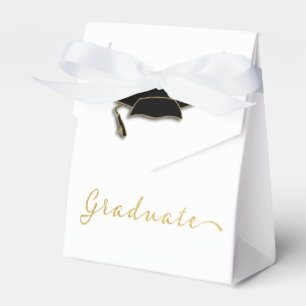 Simple Elegant Grad Hat Gold Graduate Favor Box
