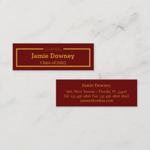 Simple & Elegant Graduate Gold & Black Name Card