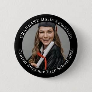 Simple Elegant Graduate Photo Graduation 2 Inch Round Button