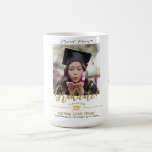 Simple Elegant Graduation gold Cap Thanks Script Coffee Mug