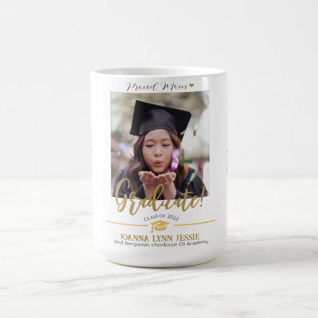 Simple Elegant Graduation gold Cap Thanks Script Coffee Mug (Center)