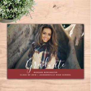 Simple Elegant Graduation Invite   Burgundy