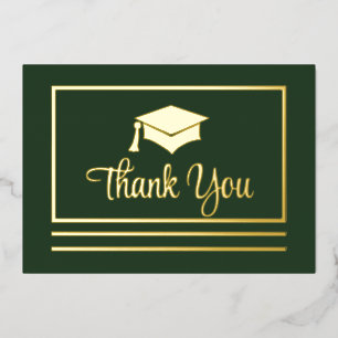 Simple Elegant Graduation Thank You Foil Postcard