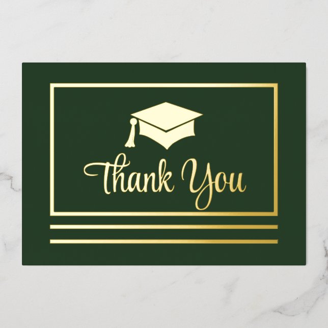 Simple Elegant Graduation Thank You Foil Postcard (Front)