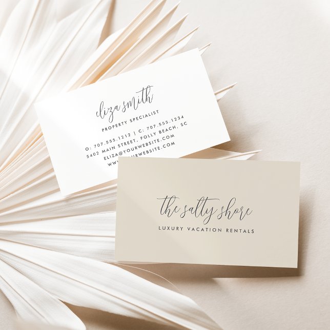 Simple Elegant Gray Calligraphy Script Business Card (Creator Uploaded)