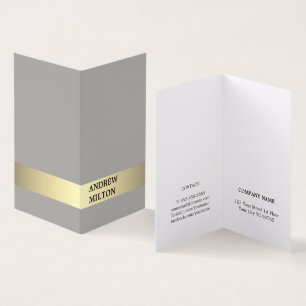 Simple Elegant Gray Faux Gold Stripe Consultant Business Card