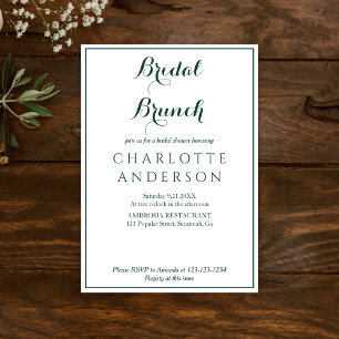 Simple Elegant Green Bridal Shower Bridal Brunch Invitation