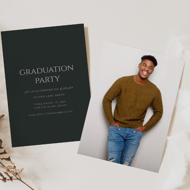 Simple Elegant Green Graduation Invitation (Creator Uploaded)