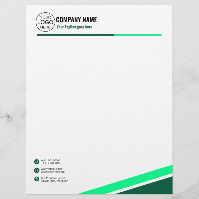 Simple elegant green letterhead (Front)