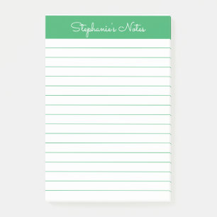 Simple Elegant Green Lined Personalized Post-it Notes