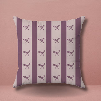 Simple Elegant Greenery Coquette Bows Pattern Throw Pillow