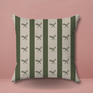 Simple Elegant Greenery Coquette Bows Pattern Throw Pillow